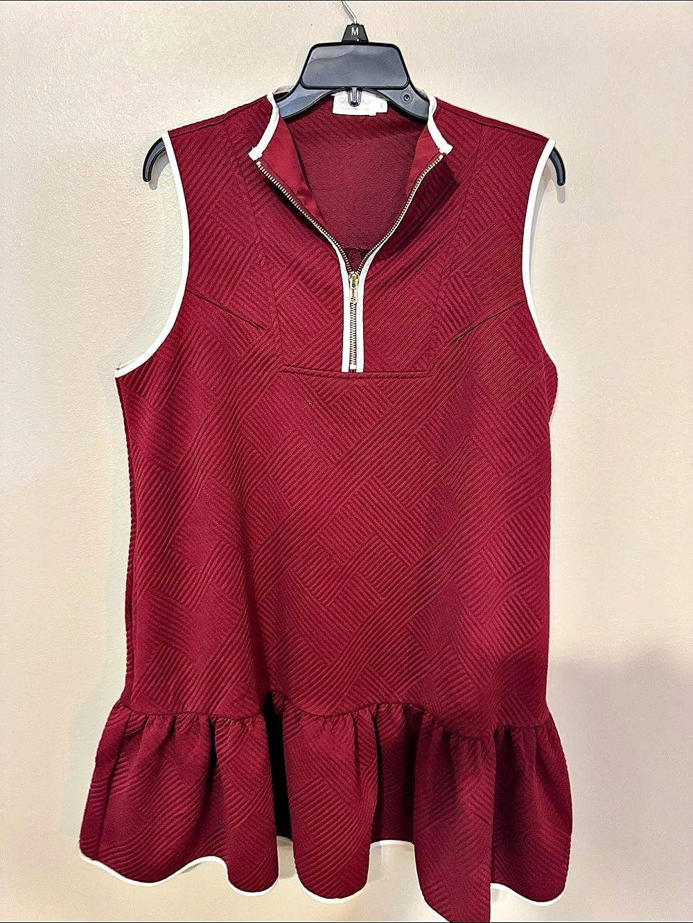 Shop the Mint All In Burgundy Textured Drop Waist Dress Mini Large